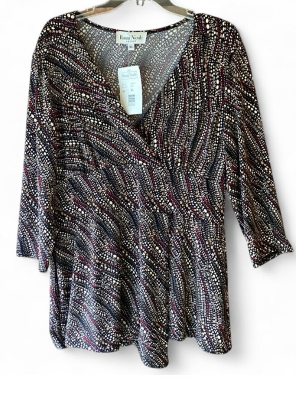 Ronnie Nicole Sport XL 3/4 Sleeve Blouse Autumn Geometric Print Business Casual